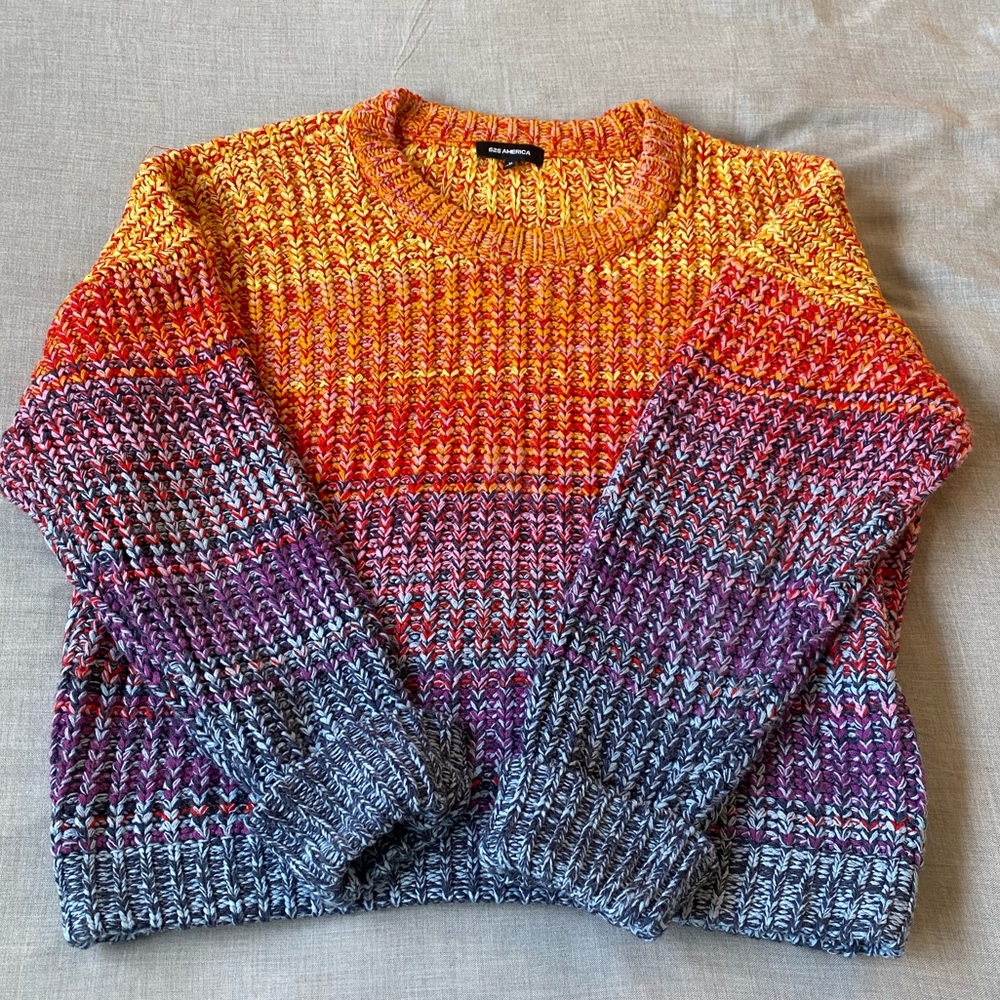 525 America Ombré Rainbow Turtleneck Knit Sweater XL